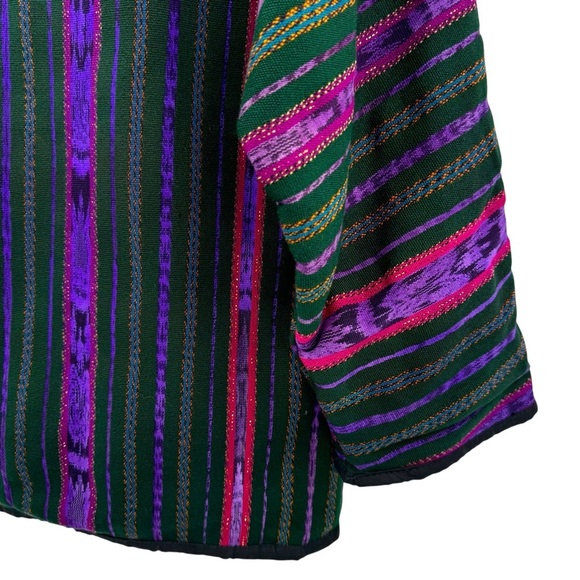Vintage 70s Baja Jacket Embroidered Guatamalan Coat Colorful Floral Stripes | XL - Picture 6 of 14